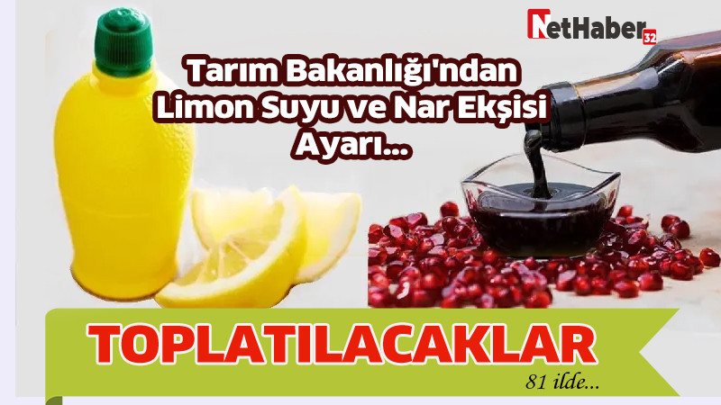 Tarım Bakanlığı'ndan  Limon Suyu ve Nar Ekşisi  Ayarı...